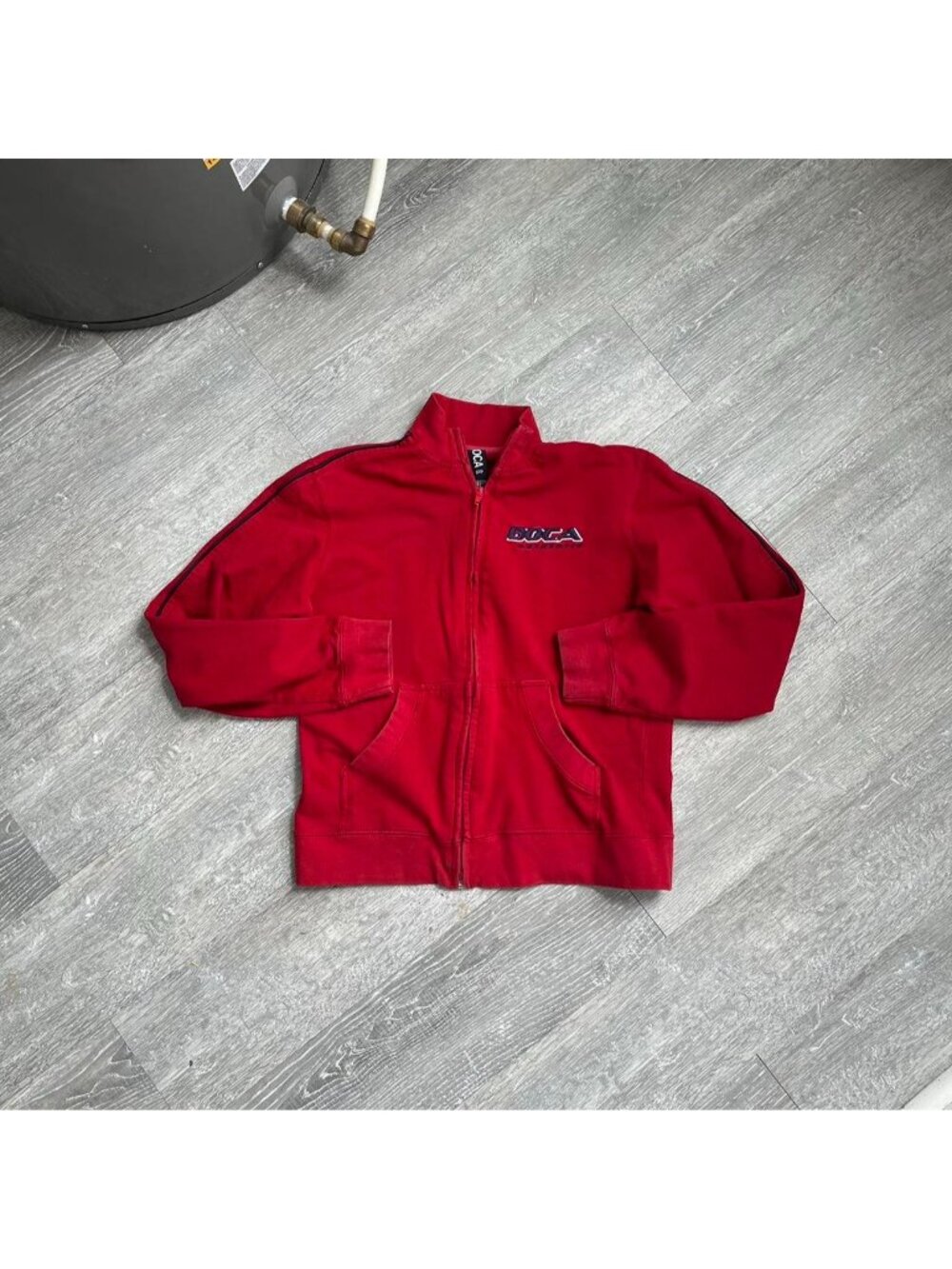 Red / Navy Blue Vintage BOCA Authentic Embroidered Zip-Up Sweater